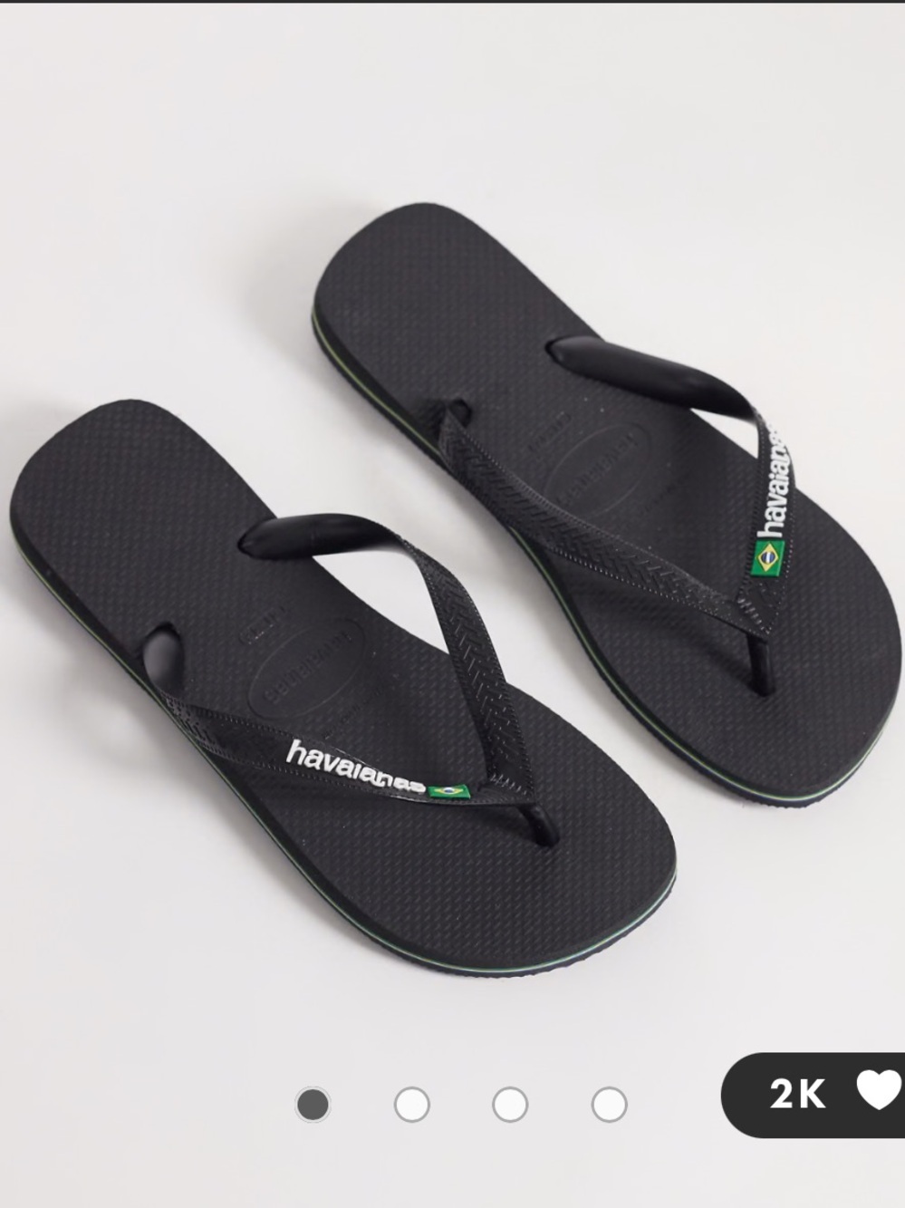 Havaianas Men's Brazil Logo Flip Flops Black with Green Trim